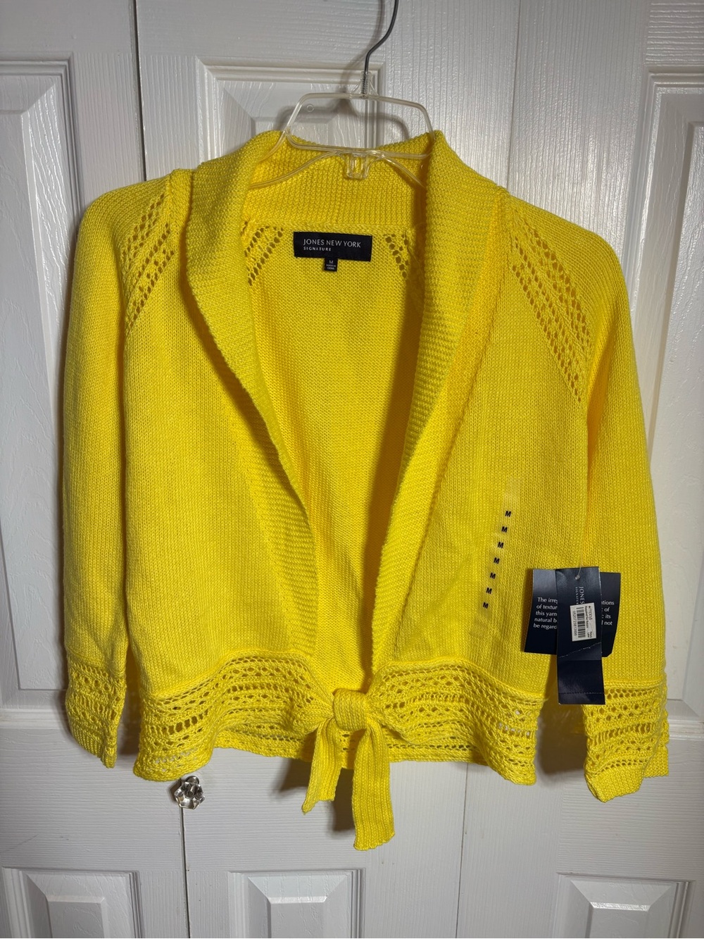 Jones New York Bright Yellow Tie-Front Knit Cardigan